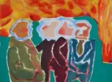 Robert Hodgins, Business Conference, oil on canvas