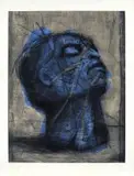 William Kentridge, Blue Head, drypoint, from 1 copper plate and 2 hand-painted templates, on Arches paper