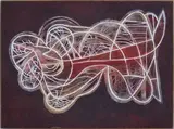 Cecil Skotnes, Reclining Cat, carved, incised and painted wood panel