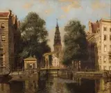 Canals, Amsterdam by Tinus de Jongh, oil on board, sold May 2013
