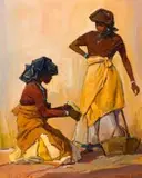 Titta Fasciotti, Two Xhosa Maidens, oil on board