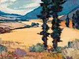 Pine Trees in an Extensive Landscape by Piet van Heerden, oil on board, offered May 2013