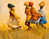 Titta Fasciotti, The Bride's Procession, oil on board