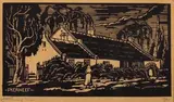 Huis van Biskop Bousfield, Pretoria (Nilant 32) by Jacobus Hendrik Pierneef, linocut, sold May 2013
