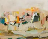 Carl Büchner, Abstract Autumnal Landscape, oil on board