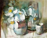 Irmin Henkel, Still Life with Daisies and Vessels