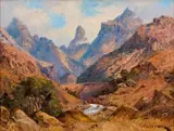 Drakensberg by Willem Hermanus Coetzer, oil on canvas, sold May 2013