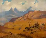 Cathedral Peak, Drakensberg by Willem Hermanus Coetzer, oil on canvas, sold May 2013