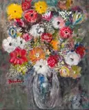 Carl Büchner, Spring Flowers, oil on board