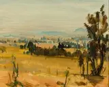 Extensive Landscape by Clément Serneels, oil on board, offered May 2013