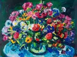 Gerhard Batha, Still Life with Spring Flowers, oil on canvas