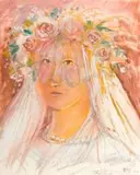 Christo Coetzee, Malay Bride in Pink, watercolour over pencil