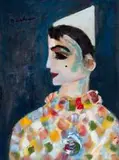 Carl Büchner, Harlequin, oil on canvas laid down on board