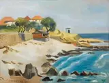 Beachside Houses by Maurice van Essche, oil on panel, offered May 2013