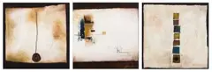 Hannes Harrs, Abstract Compositions, triptych, mixed media and assemblage on board