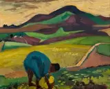Landscape with Figure by Maggie Laubser, oil on board, sold May 2013