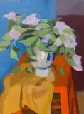 Maud Sumner, Lilac on Orange Stool, oil on canvas