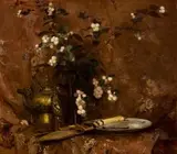 Still Life with Chinese Figure and Bronze Teapot by Frans Oerder, oil on canvas, sold May 2013