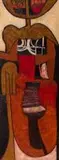 Cecil Skotnes, Abstract African Figure, carved, painted and incised wood panel