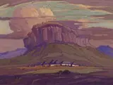 Village near the Maluti Mountains by Jacobus Hendrik Pierneef, casein, sold May 2013