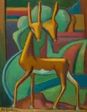 Composition with Buck by Maggie Laubser, oil on board, sold May 2013