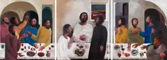 Cecil Skotnes, The Last Supper, triptych, acrylic and pigments on panels, with two engraved side panels