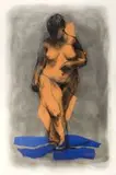 William Kentridge, Female Nude, charcoal and chine collé
