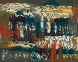 Cattle Herdboys and their Friends by Walter Battiss, oil on board, sold May 2013