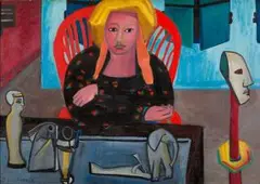 Claude Bouscharain, The Collector, oil on board