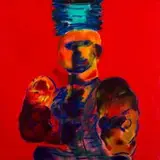 Robert Hodgins, Boy with Ornate Sleeves, oil on canvas