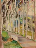 Maud Sumner, A Shady Avenue, watercolour, pen and ink