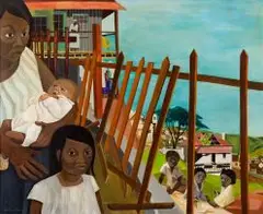 Marianne Podlashuc, Mother and Children, Baakens Valley, South End, acrylic on board