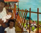 Marianne Podlashuc, Mother and Children, Baakens Valley, South End, acrylic on board