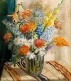 Emily Isabel Fern, Still Life with Spring Flowers, oil on canvas