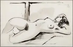 Maurice van Essche, Reclining Nude, brush, ink and wash
