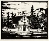 Kruiskerk, Tulbagh (Nilant 6) by Jacobus Hendrik Pierneef, linocut, sold Nov 2012