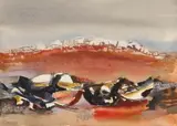 Cecil Skotnes, A Rocky Landscape, watercolour