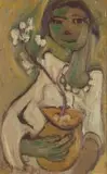 Frans Claerhout, Woman Holding a Flower Pot