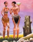 Phaswane David Mogano, The Conversation, acrylic on board