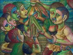 Helen Sebidi, Modern Life: You Have Lost the Bird, You Only Have the Feathers, oil pastel on paper