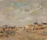 Houses on the Cape Flats by Gregoire Boonzaier, oil on canvas, offered Nov 2012