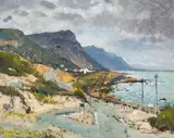 Looking Towards Glencairn from the Bottom of Red Hill Road, Simonstown by Terence McCaw, oil on canvas laid down on board, sold Nov 2012