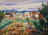 View from the Artist's Studio Window by Hugo Naude, oil on board, sold Nov 2012