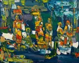 The Market by Walter Battiss, oil on canvas, sold Nov 2012