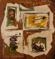 Composition by Eugene Labuschagne, oil on board, offered Nov 2012