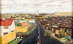 Vusi Khumalo, The Face of Johannesburg, mixed media on board