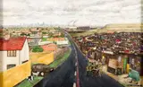 Vusi Khumalo, The Face of Johannesburg, mixed media on board