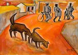 Peter Clarke, The Heat is On, acrylic and sand