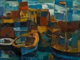 Alfred Krenz, Boats in a Harbour