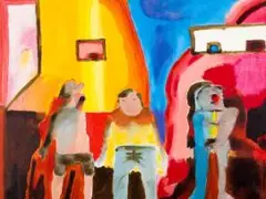 Robert Hodgins, Three Golem Figures, oil and graphite on canvas